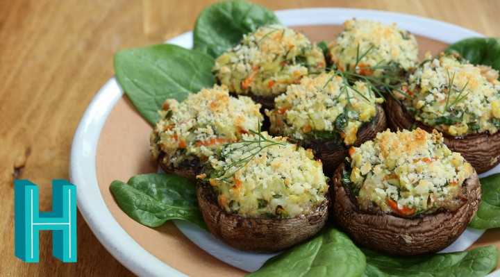 Spinach Stuffed Mushrooms |  Hilah Cooking
