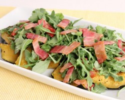 Roasted Acorn Squash w/ Bacon & Arugola – Laura Vitale – Laura in the Kitchen Episode